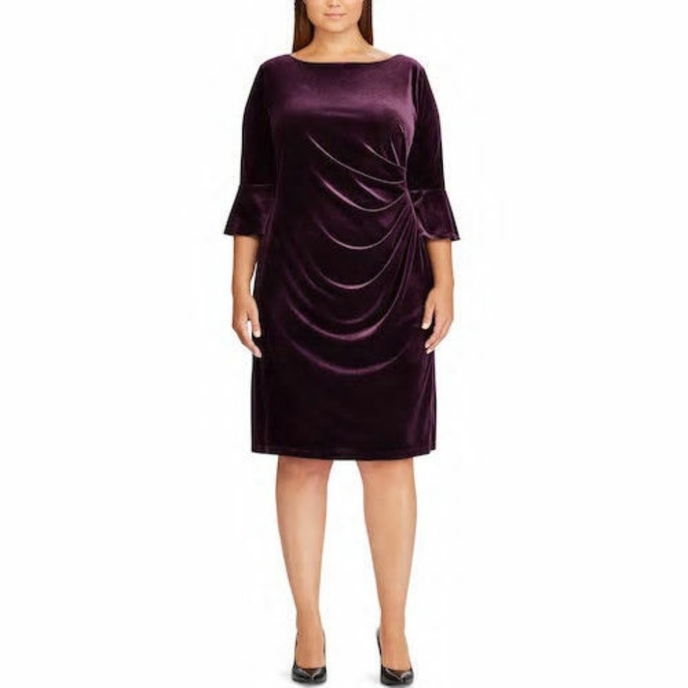 CHAPS Plus Size 18W Aubergine Velvet Dress. Worn once and cleaned.